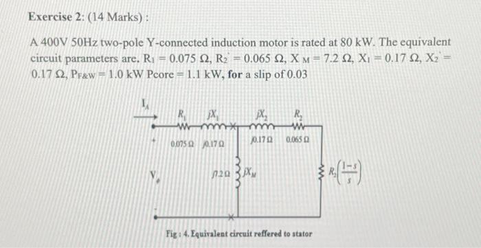 Solved A 400 V50 Hz two-pole Y-connected induction motor is | Chegg.com
