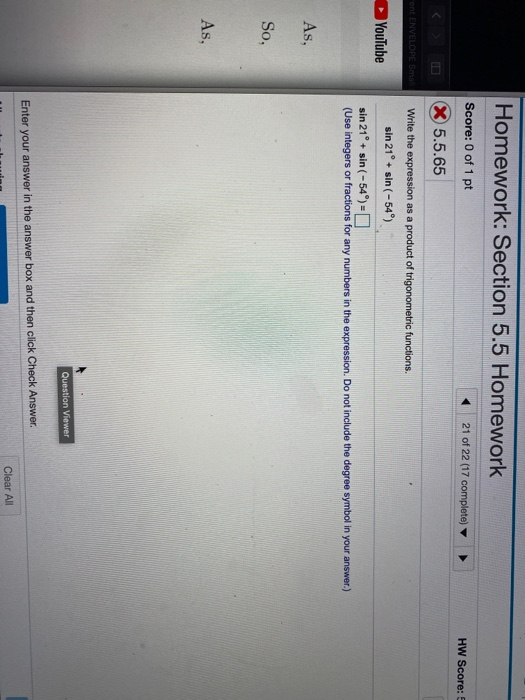 Solved Homework: Section 5.5 Homework Score: 0 of 1 pt 21 of | Chegg.com