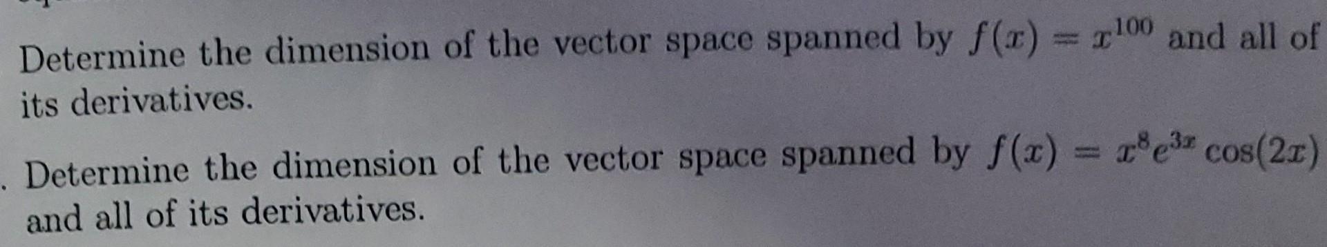 how to determine the dimension of a vector space