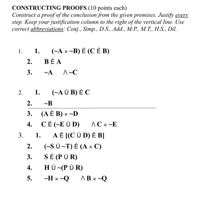 Solved Constructing Proofs 10 Points Each Construct A P Chegg Com