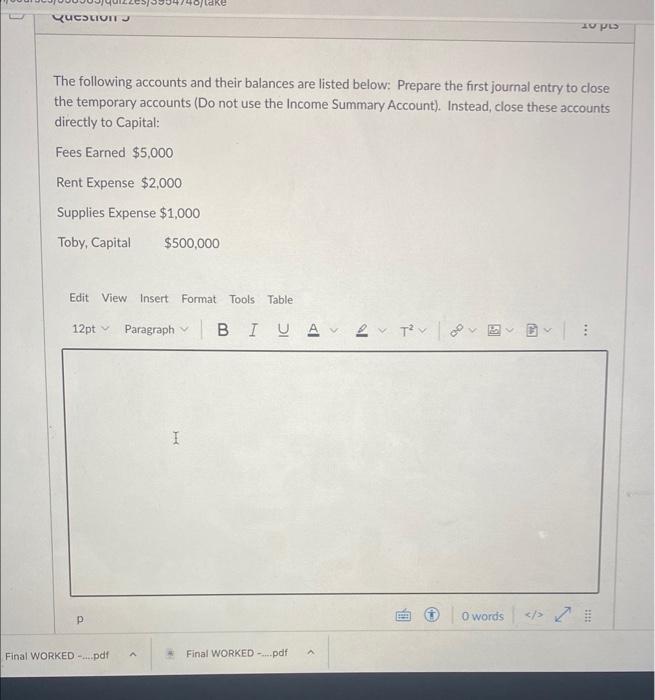 Solved The following accounts and their balances are listed | Chegg.com