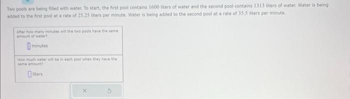 Solved Two pools are being filled with water. To start, the | Chegg.com