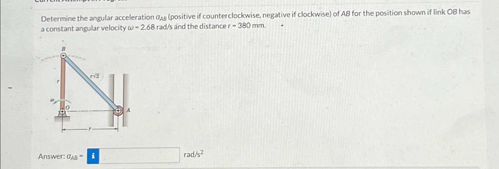 Solved Determine the angular acceleration αAB (positive if | Chegg.com