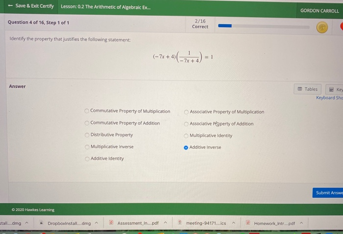 Solved Save Exit Certify Lesson 0 2 The Arithmetic O Chegg Com chegg