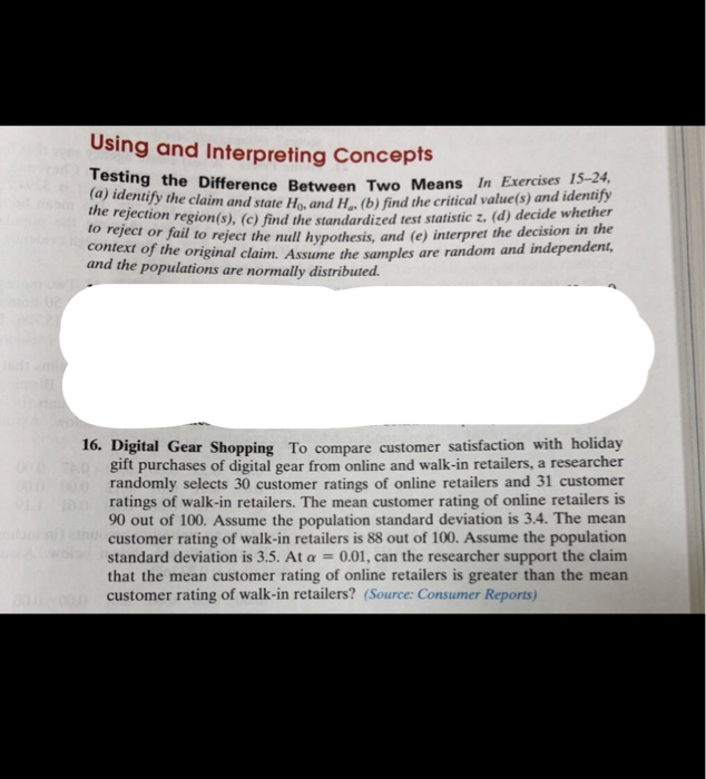 Solved Using and Interpreting Concepts Testing the | Chegg.com