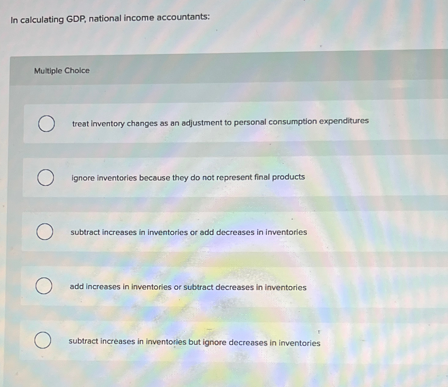 Solved In calculating GDP, ﻿national income | Chegg.com