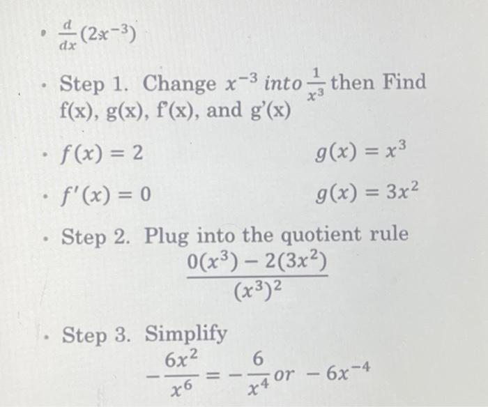 Solved I wanted to know why the x^3 was changed to 1/x^3 and | Chegg.com