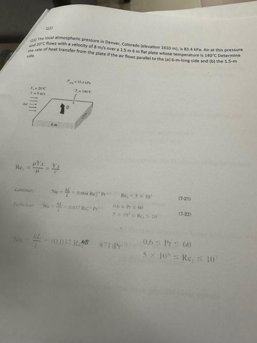 Solved a2) The local atmospheric pressure in Denver,
