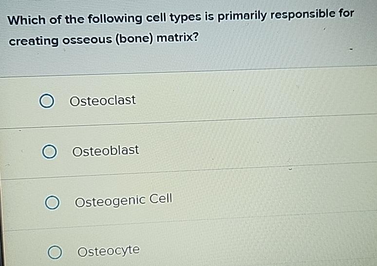 Solved Which of the following cell types is primarily | Chegg.com