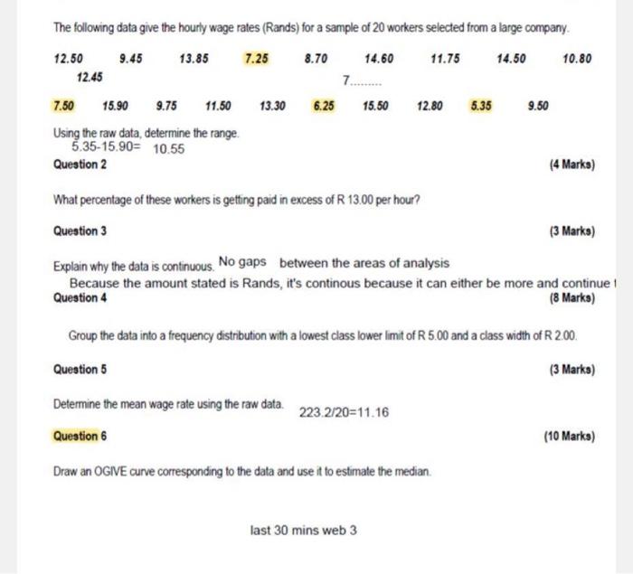 Solved Draw an Ogive curve corresponding the data and us it | Chegg.com