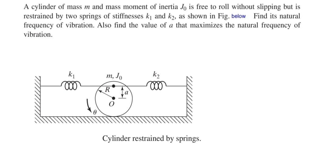 Solved A cylinder of mass m and mass moment of inertia Jo is | Chegg.com