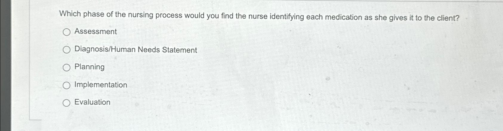 Solved Which Phase Of The Nursing Process Would You Find The | Chegg.com