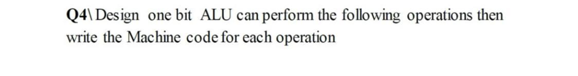 Solved Q4\Design one bit ALU can perform the following | Chegg.com