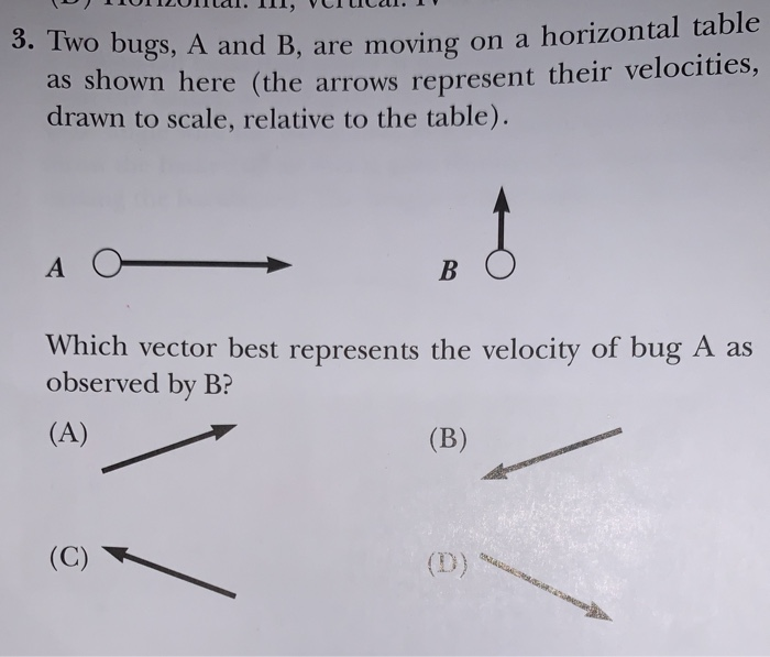 Solved 3. Two bugs, A and B, are moving on a horizontal | Chegg.com