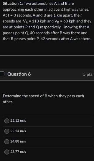 Solved Situation 1: Two Automobiles A And B Are Approaching | Chegg.com