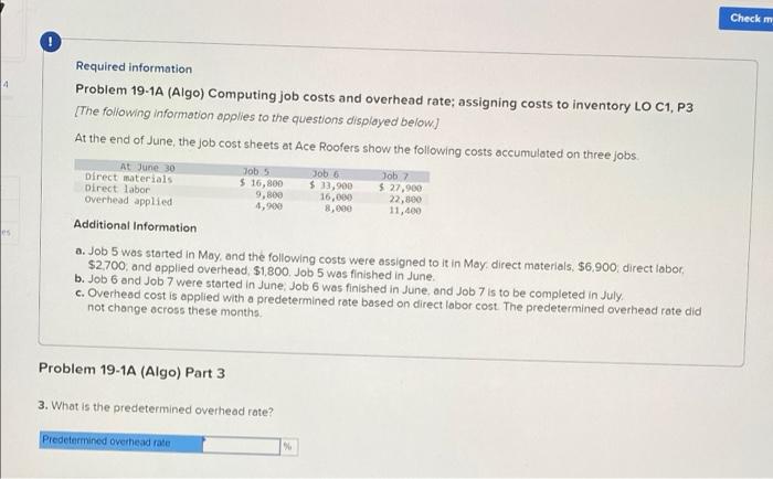 Solved Required Information Problem 19-1A (Algo) Computing | Chegg.com