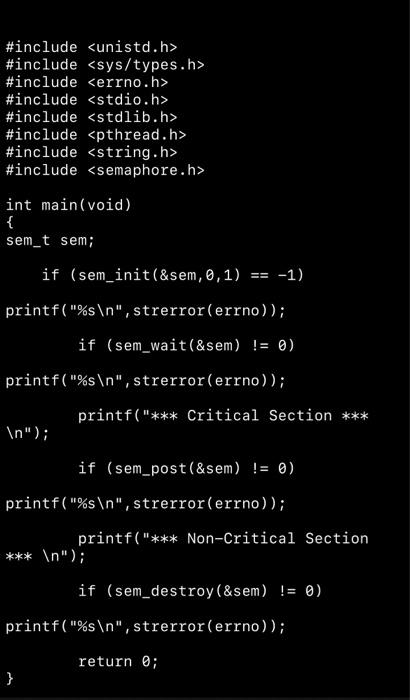 Solved 1. Please download two files, sema_test.c, and | Chegg.com