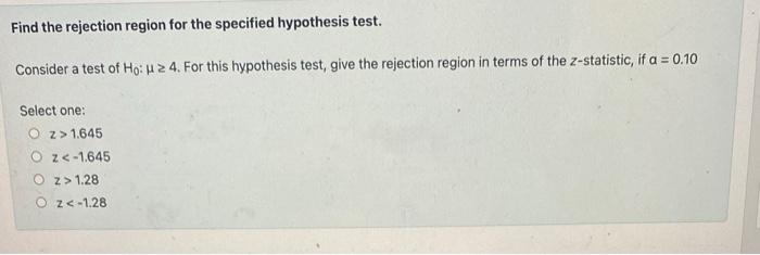 what is a hypothesis test rejection region