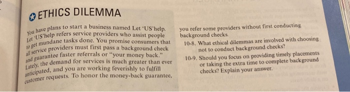 Solved ETHICS DILEMMA You have plans to start a business | Chegg.com