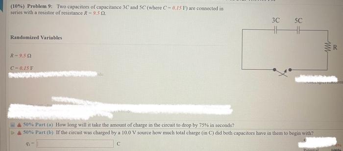 Solved (10\%) Problem 9: Two capacitors of capacitance 3C | Chegg.com