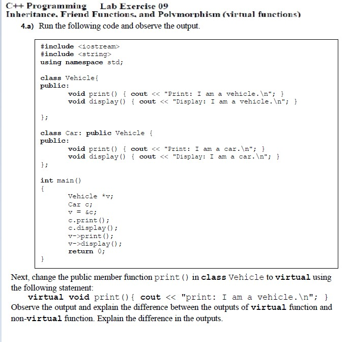 Solved C Programming Lab Exercise 09 Inheritance Friend Chegg Com