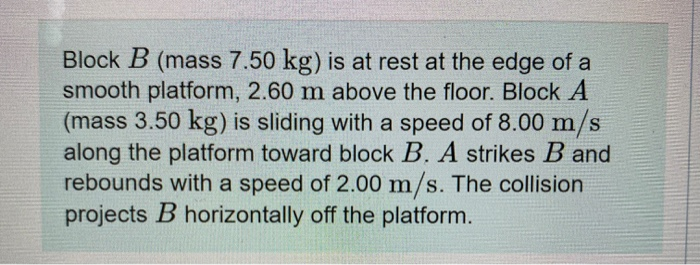 Solved Block B (mass 7.50 Kg) Is At Rest At The Edge Of A | Chegg.com