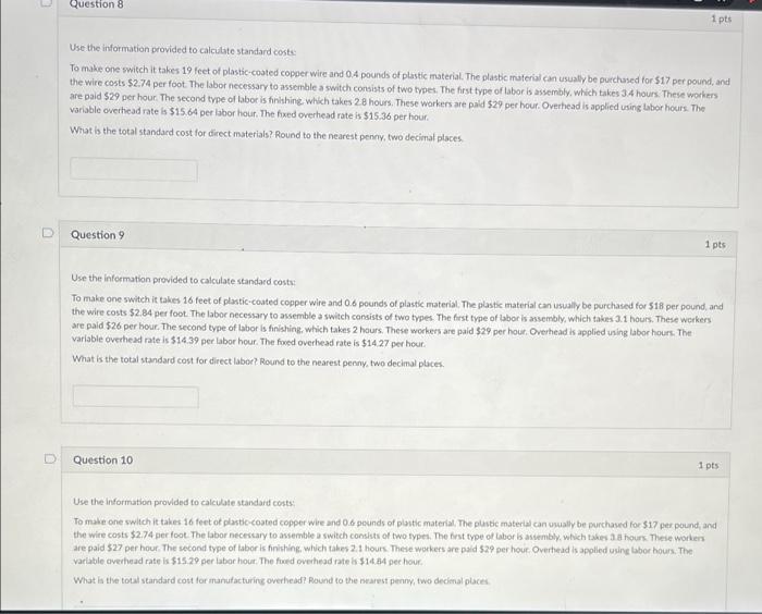 Solved Question 8 1 pts Use the information provided to