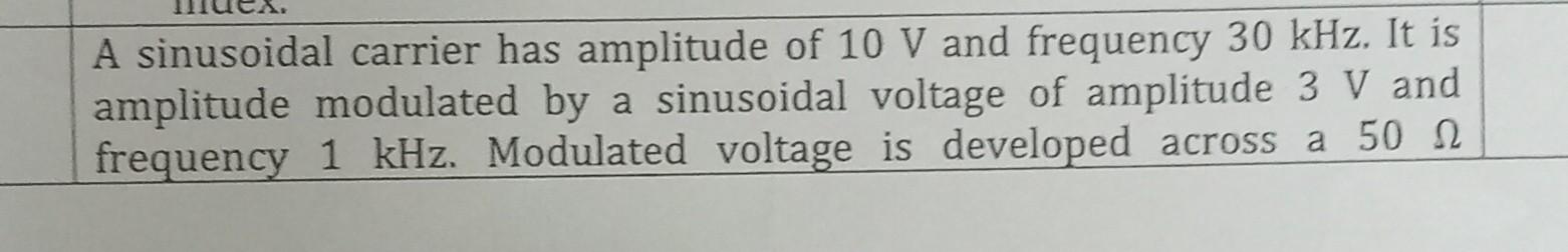 Solved A sinusoidal carrier has amplitude of 10 V and | Chegg.com