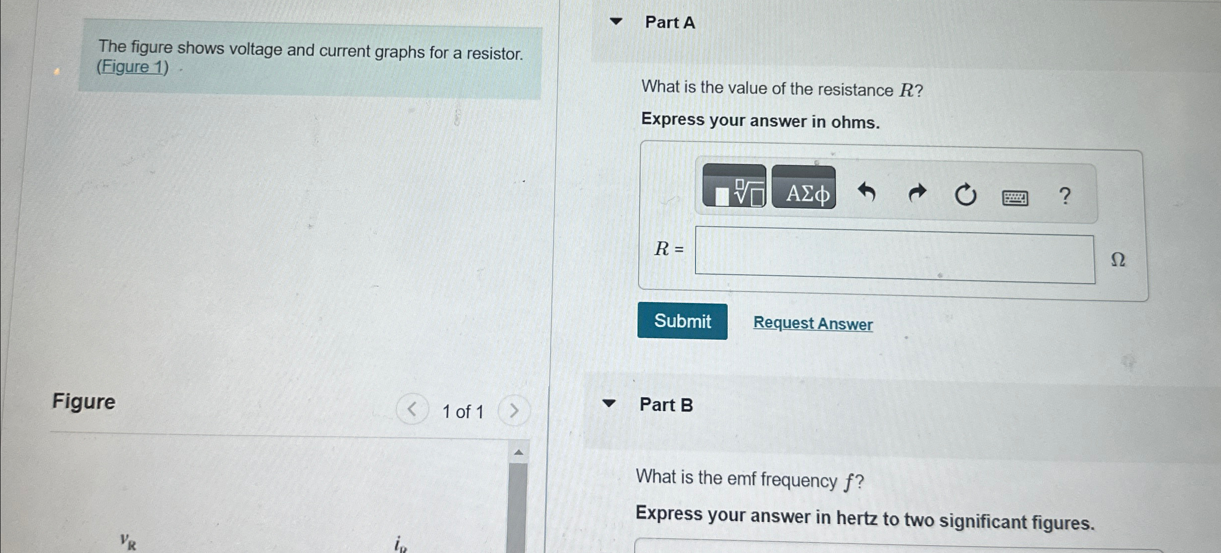 Solved The figure shows voltage and current graphs for a | Chegg.com