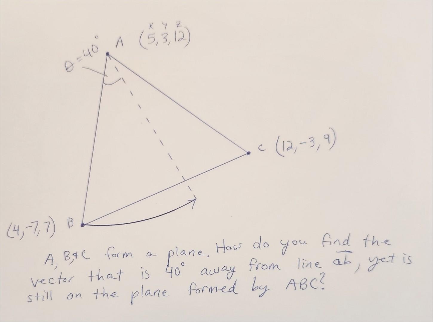 Solved A, B, AC form a plane. How do you find the vector | Chegg.com