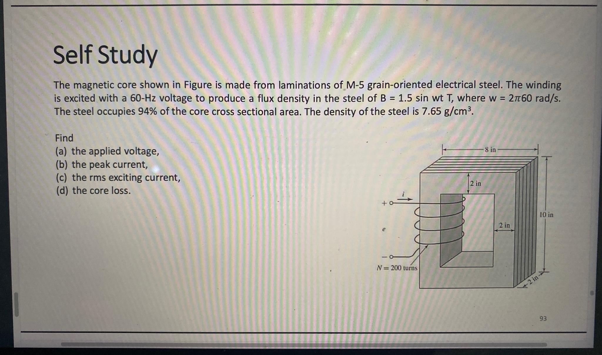 Solved Self StudyThe core shown in Figure is made