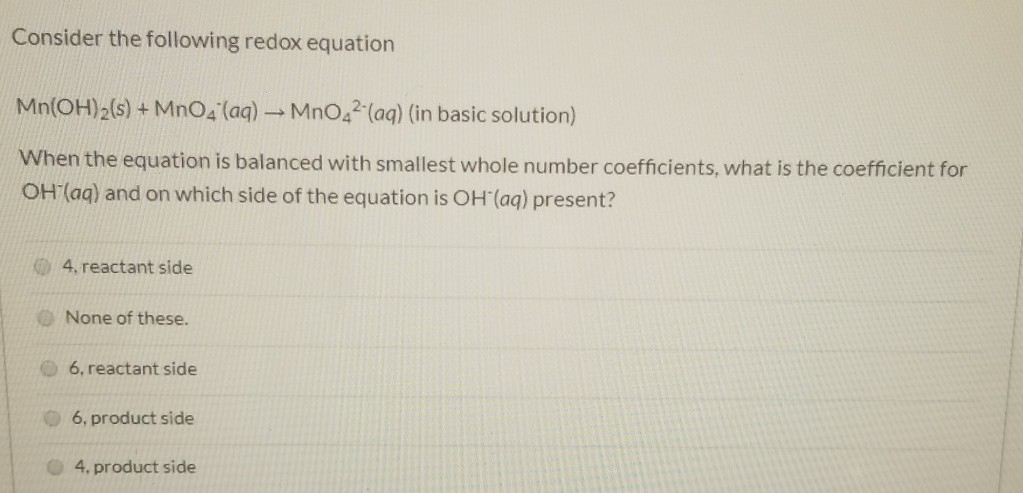 Solved Consider The Following Balanced Redox Reaction 3 Chegg