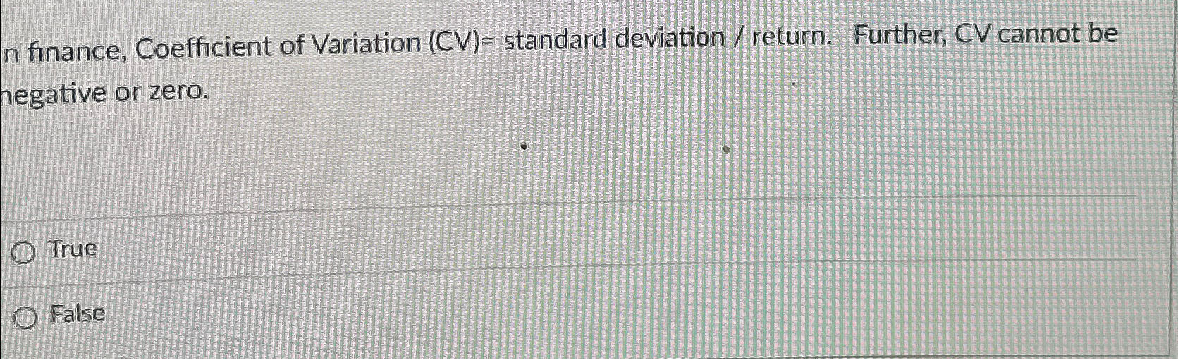 negative coefficient of variation finance