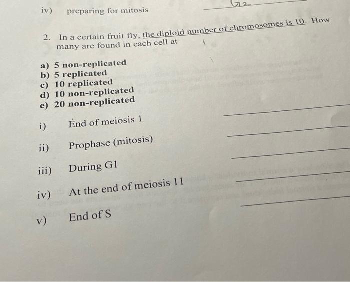Solved 2. In a certain fruit fly, the diploid number of