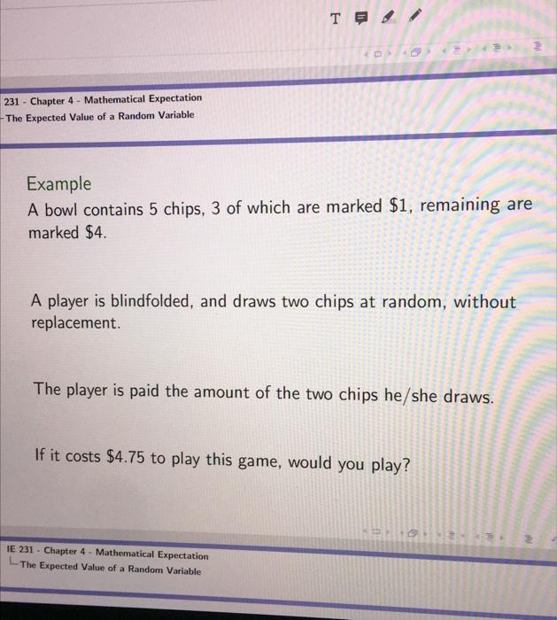Solved TF 231 - Chapter 4 - Mathematical Expectation - The | Chegg.com