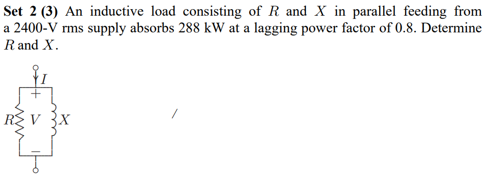 Solved Set 2 (3) An ﻿inductive load consisting of R ﻿and | Chegg.com