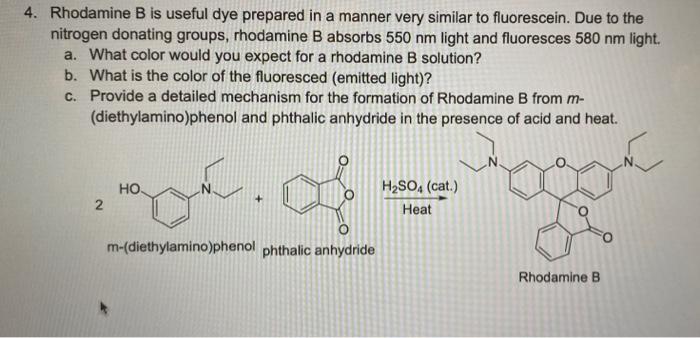 Solved Rhodamine B is useful dye prepared in a manner very | Chegg.com
