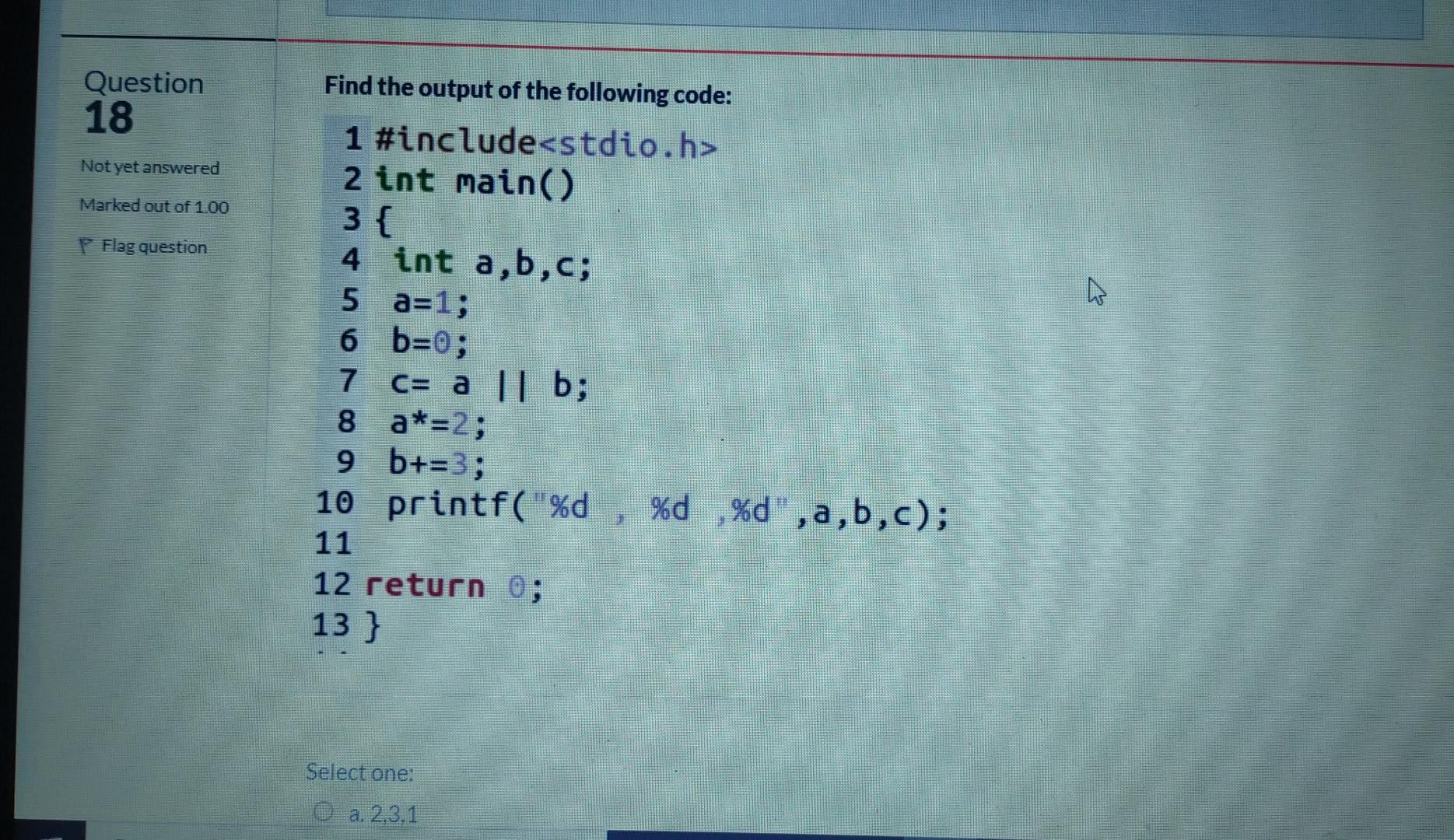 Solved Question 18 Find the output of the following code: 1 | Chegg.com