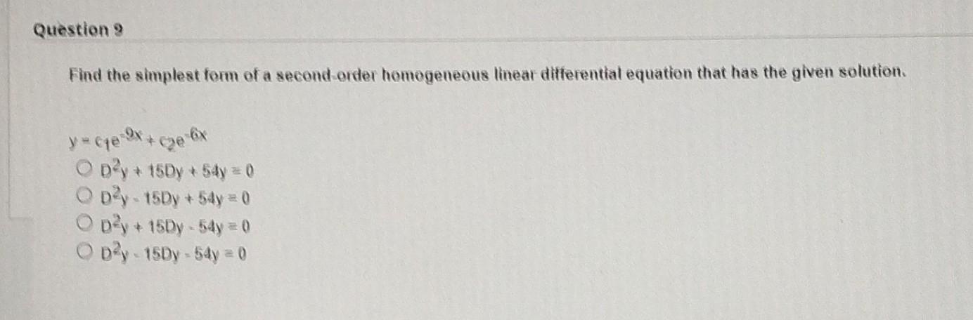 Solved Find The Simplest Form Of A Second Order Homogeneous Chegg Com Chegg Com