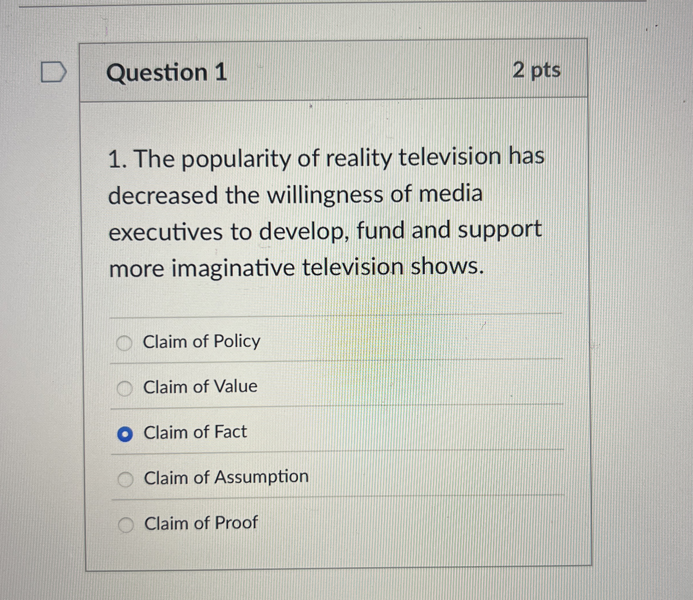 Solved Question Ptsthe Popularity Of Reality Television Chegg Com