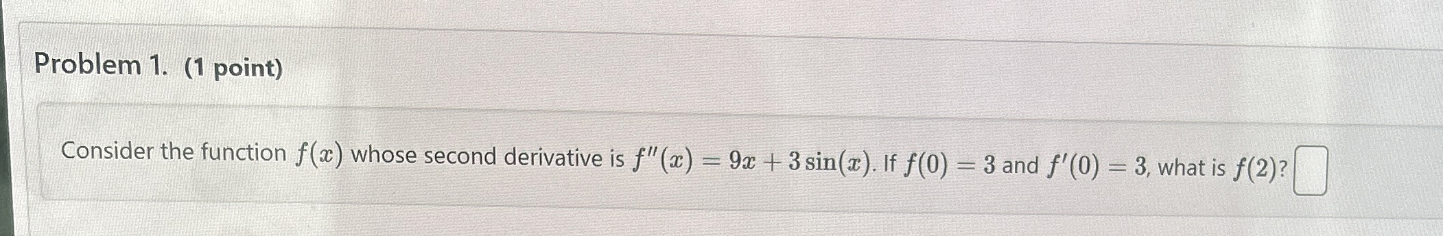 Solved Problem 1. (1 ﻿point)Consider the function f(x) | Chegg.com