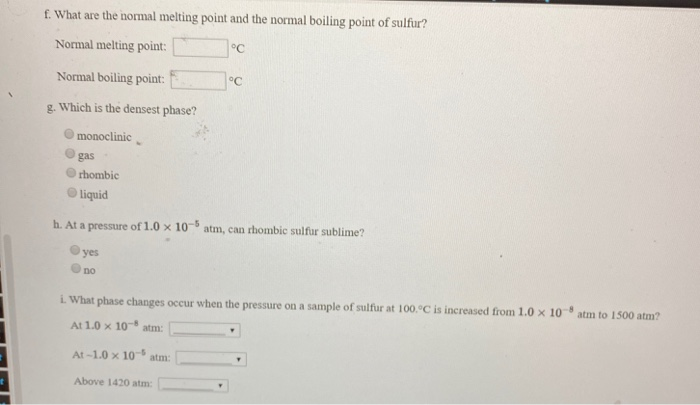 Solved Sulfur exhibits two solid phases, rhombie and | Chegg.com