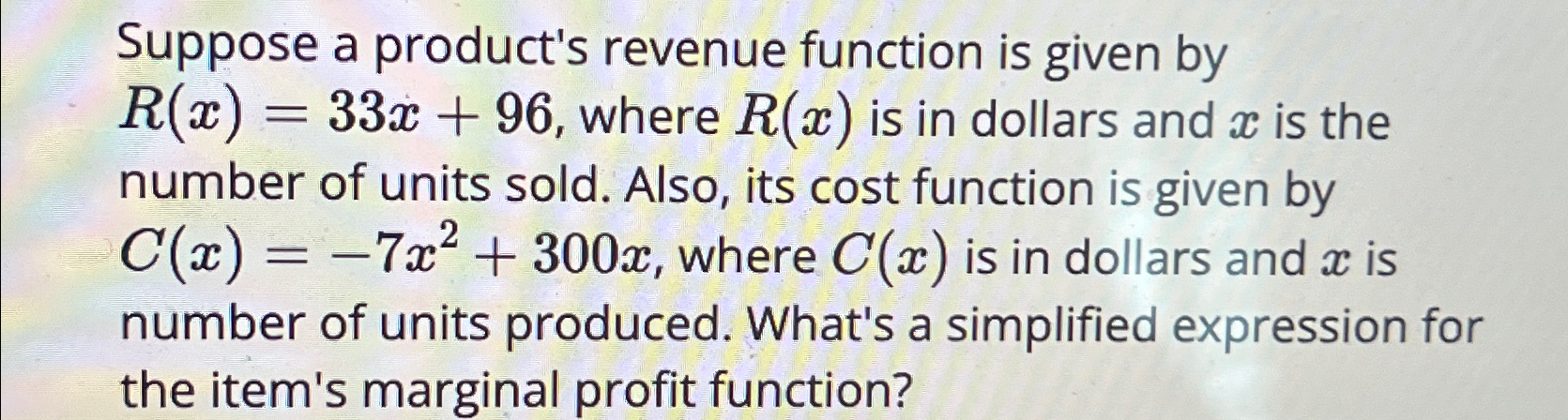 Solved Suppose a product's revenue function is given by | Chegg.com