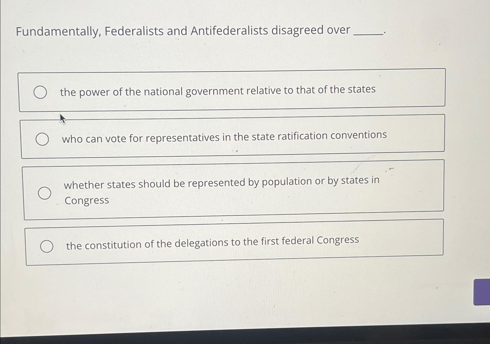 Solved Fundamentally, Federalists And Antifederalists | Chegg.com