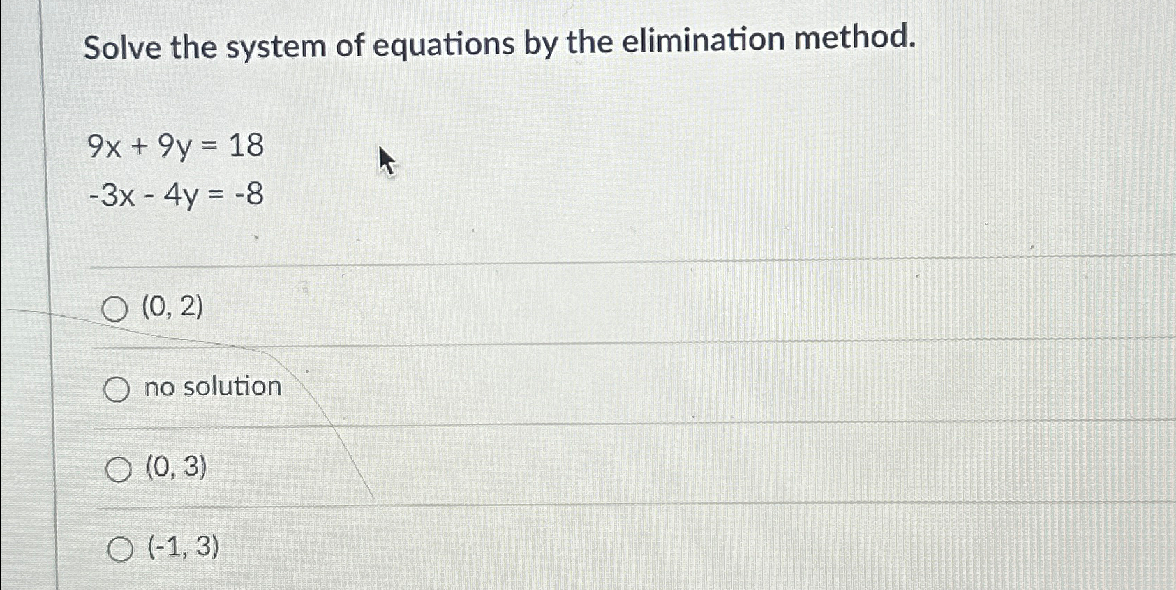 Solved Solve the system of equations by the elimination | Chegg.com