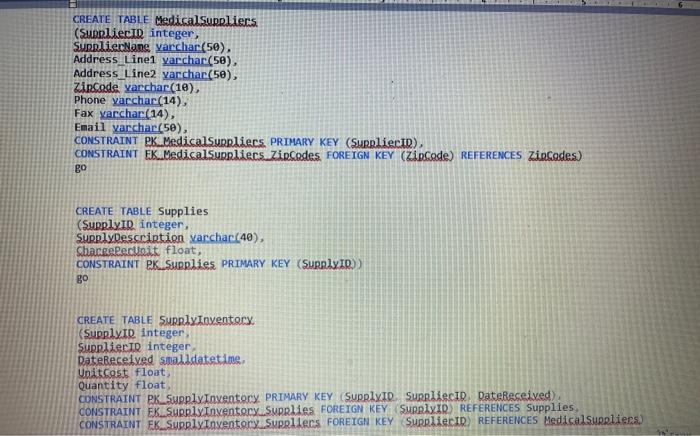 Create a new database and execute the code below in | Chegg.com