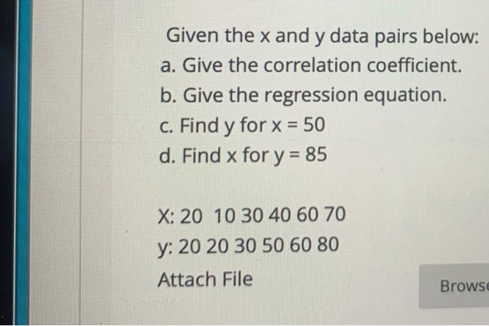 Solved Given the x and y data pairs below: a. Give the | Chegg.com