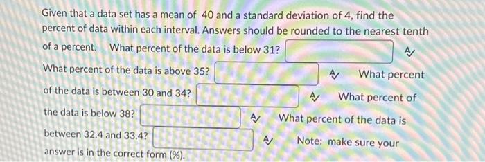 Solved Given that a data set has a mean of 40 and a standard | Chegg.com