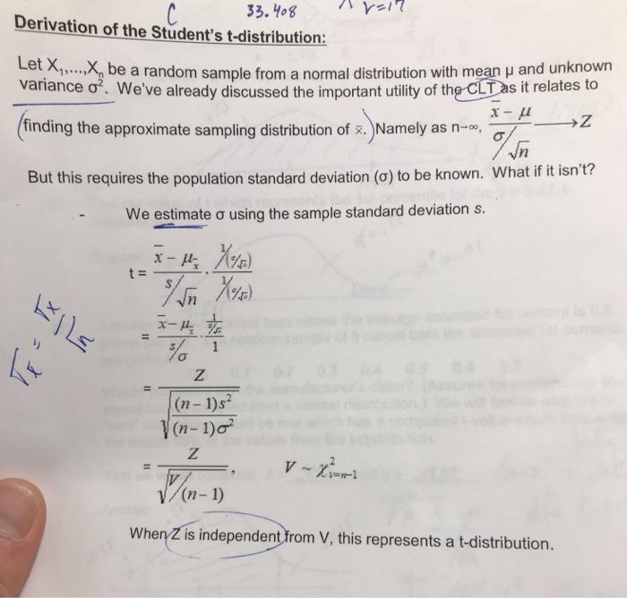 Solved 33.408 Derivation Of The Student's T-distribution: | Chegg.com