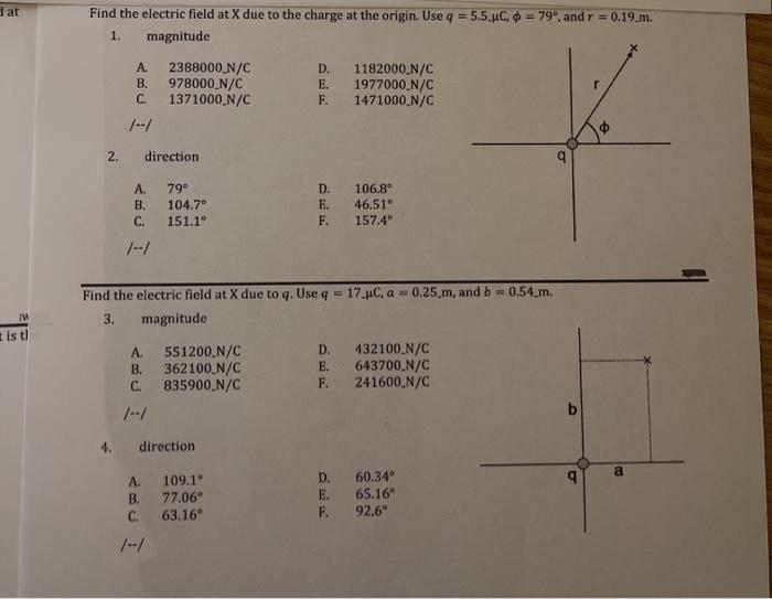 Solved find the electric field at X due to the charge at | Chegg.com